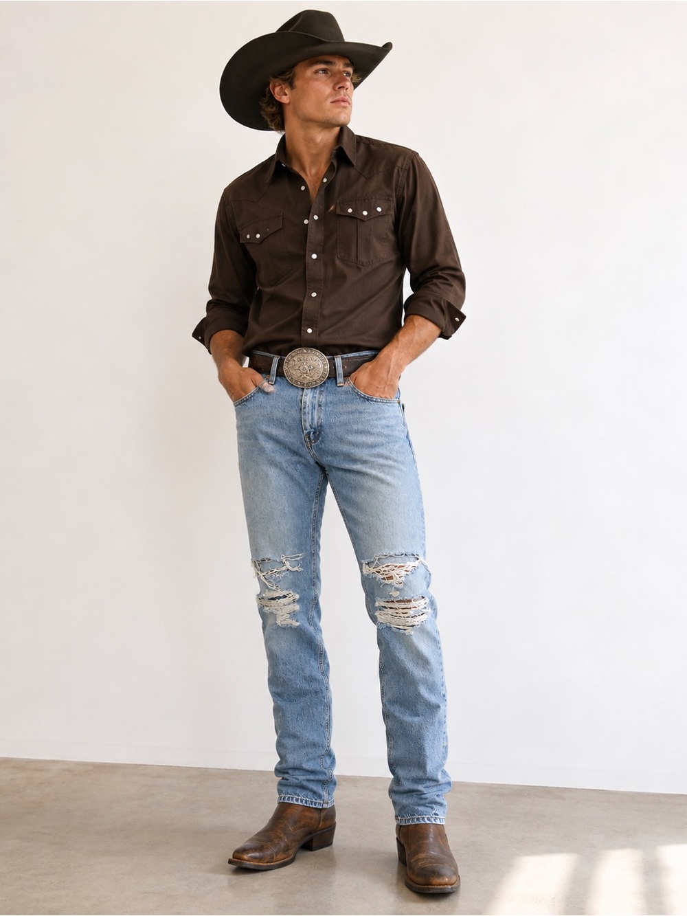 Levi’s 513 Slim-Straight Fit Distressed Light Wash Jeans – W30 L32